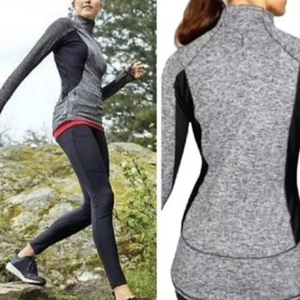 ATHLETA Running Wild Half Zip Shirt Gray Size Medium